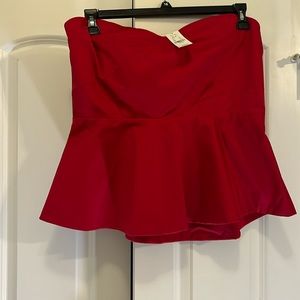 New York & Co Strapless Peplum Top- Red (Large)